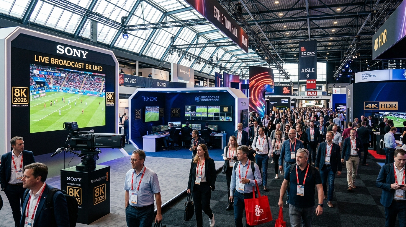 IBC 2026 Amsterdam Fuar İzlenimleri: Yayıncılıkta Yeni Trendler ve Türk Katılımcılar 2 IBC 2026 Amsterdam RAI fuar alanı ana salonu ve canlı yayın stantları
